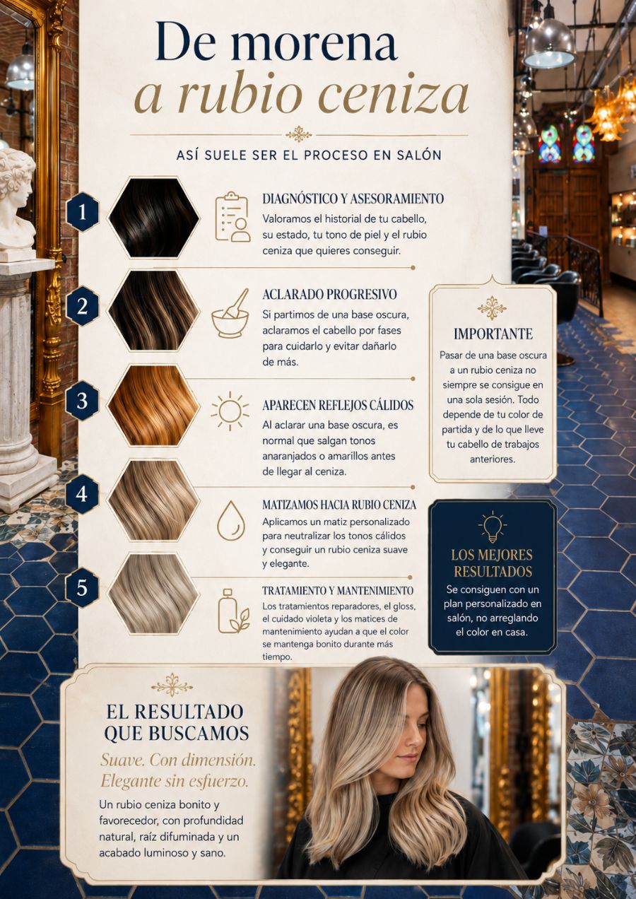 Proceso de transformación de moreno a rubio ceniza en ¡Qué Bárbaro!, salón de Torremolinos